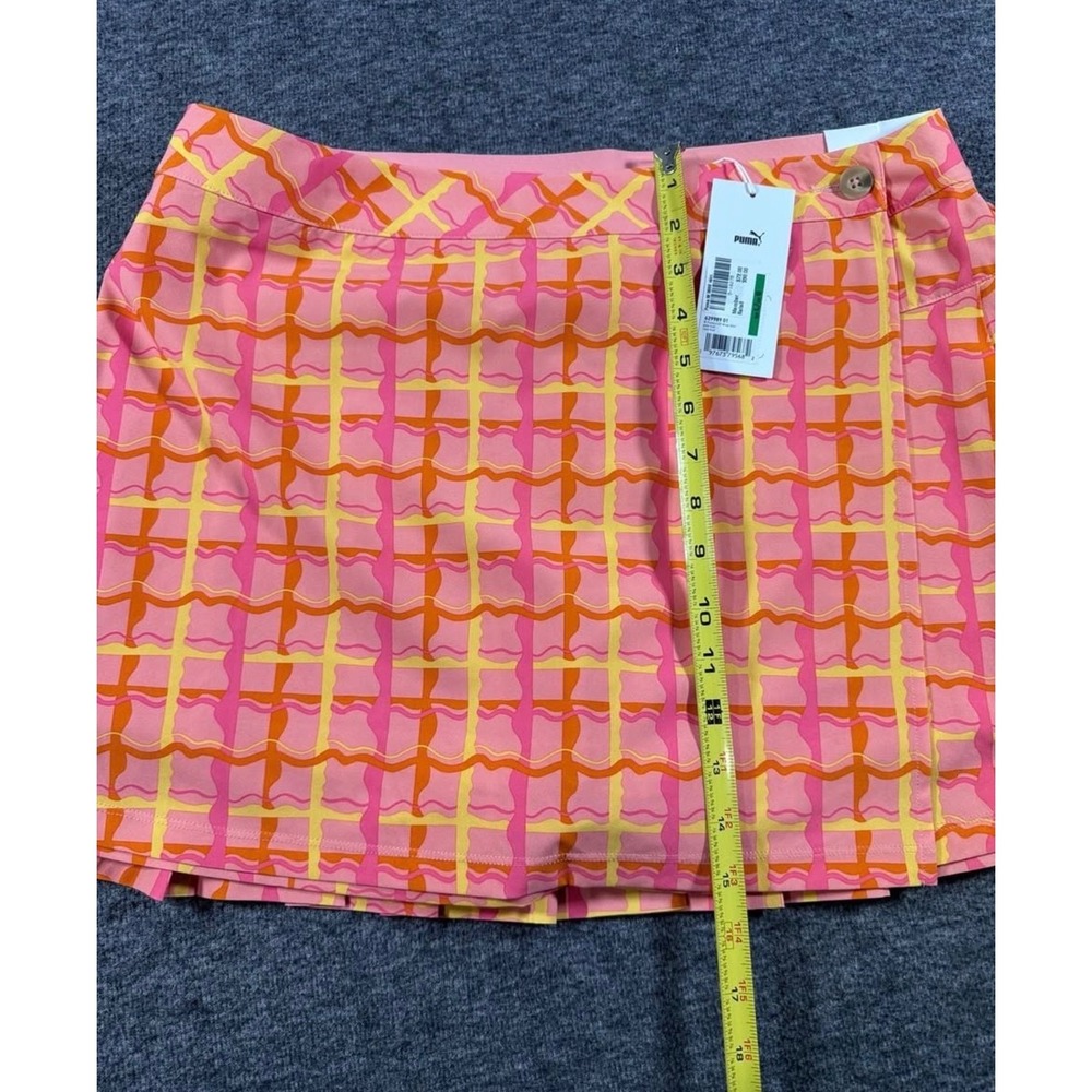 Puma x Dua Lipa Pink Plaid Wrap Skort Golf Tennis Skirt Womens Large - Picture 3 of 7